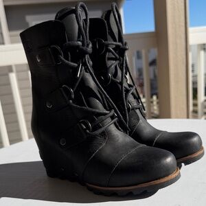 NWOT Sorel Joan Of Arctic II Waterproof Wedge Boots In Black-6.5